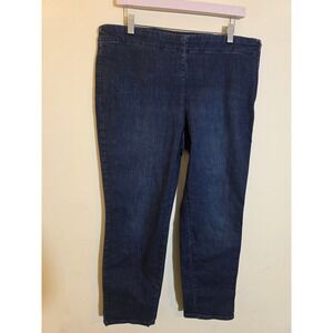 Talbots Heritage Ankle Jeans Womens 16P Dark Wash Pull On Stretch Denim Slim Leg